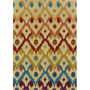 Linon Trio Rug In Sand And Teal 1.10 x 2.10 - All