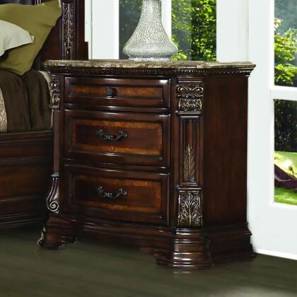 Homelegance Antoinetta 3 Drawer Nightstand W Marble Top In Warm