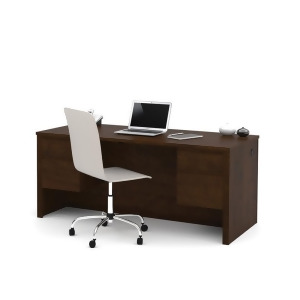 Bestar Prestige Plus Executive Desk With Dual Half Peds In Chocolate - All