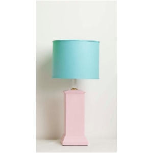 Yessica's Collection Pink Color Block Square Column Lamp With Aqua Drum Shade - All