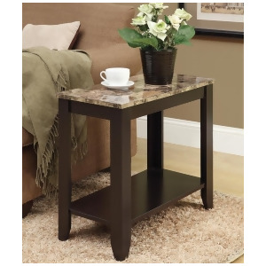Monarch Specialties 3114 Rectangular Marble Accent Side Table in Cappuccino - All