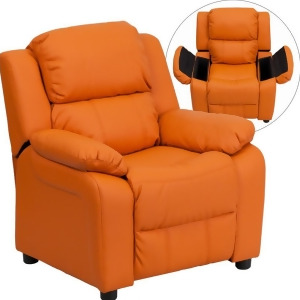 Flash Furniture Deluxe Heavily Padded Contemporary Orange Vinyl Kids Recliner w/ - All