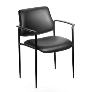 Boss Chairs Boss Square Back Diamond Stacking Chair w/ Arm in Black Caressoft - All