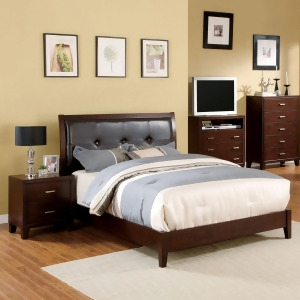 Furniture of America Modern Double Drawer Nightstand In Brown Cherry - All