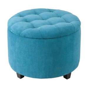 Madison Park Sasha Round Ottoman with Shoe Holder Insert In Teal - All