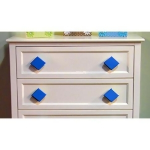 One World Diamond Primary Blue Wooden Drawer Pulls Set of 2 - All