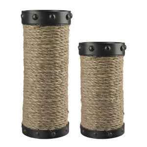 Sterling Industries 129-1035 Set Of 2 Natural Rope Wrapped Candle Holders - All