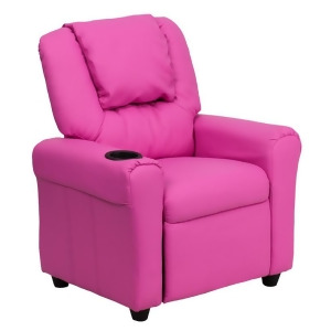 Flash Furniture Contemporary Hot Pink Vinyl Kids Recliner w/ Cup Holder Headre - All