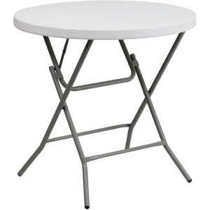 Flash Furniture 32 Inch Round Granite White Plastic Folding Table Dad-ycz-80r- - All