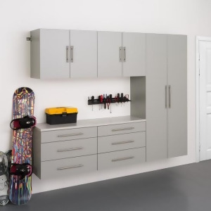 Prepac HangUps Garage 90 Inch Storage Cabinet Set H Five Piece in Gray - All