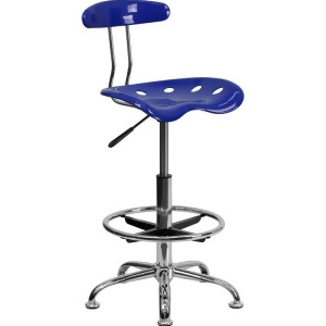 Flash Furniture Vibrant Nautical Blue Chrome Drafting Stool w/ Tractor Seat - All