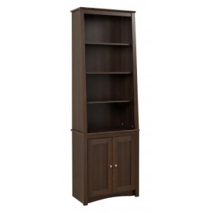 Prepac Slant Back Bookcase with Doors in Espresso - All