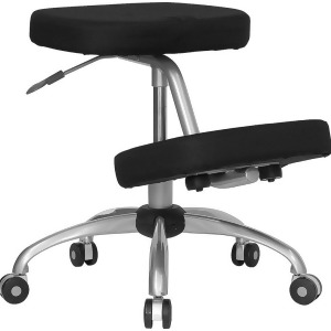 Flash Furniture Mobile Ergonomic Kneeling Chair in Black Fabric w/ Silver Powder - All