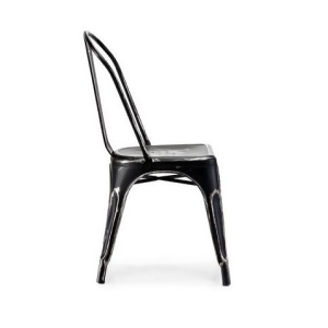Design Lab Dreux Stackable Vintage Matte Black Silver Steel Side Chair Set of - All