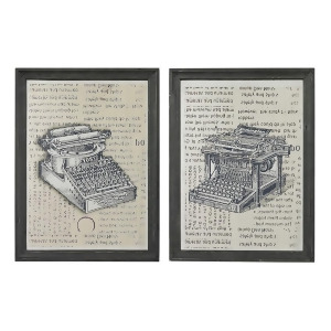 Sterling Industries 26-8663/S2 Set Of 2 Antique Typewriter Prints On Glass - All