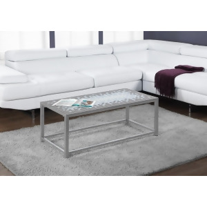 Monarch Specialties Grey Blue Tile Top Hammered Silver Cocktail Table I 3140 - All