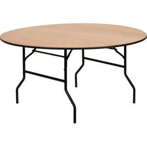Flash Furniture 60 Inch Round Wood Folding Banquet Table w/ Clear Coated Finishe - All