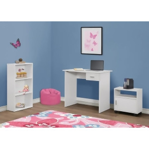 Monarch Specialties Computer Desk 3pcs Set / White Desk / Bookcase / Cart - All