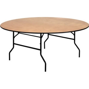 Flash Furniture 72 Inch Round Wood Folding Banquet Table w/ Clear Coated Finishe - All