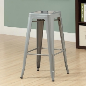 Monarch Specialties I 2402 Silver Galvanized Metal 30 Inch Cafe Barstool Set of - All