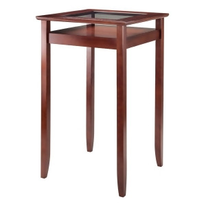 Winsome Wood Halo Pub Table with Glass Inset Shelf In Walnut - All