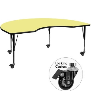 Flash Furniture Mobile 48 X 72 Kidney Shaped Activity Table With Yellow Therma - All