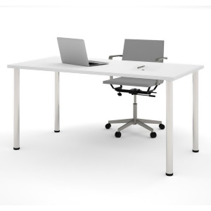 Bestar 30 X 60 Table With Round Metal Legs In White - All