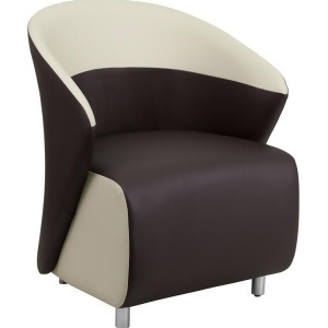 Flash Furniture Dark Brown Leather Reception Chair With Beige Detailing - All