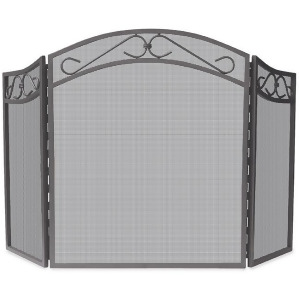 Uniflame S-1638 3 Fold Bronze Wrought Iron Arch Top Screen with Scrolls - All