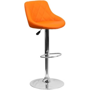 Flash Furniture Contemporary Orange Vinyl Bucket Seat Adjustable Height Bar Stoo - All