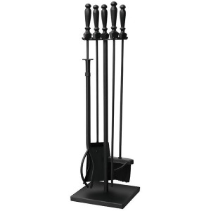 Uniflame F-1051 5 Piece Black Fireset with Ball Handles And Square Base - All