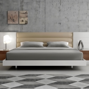 J M Furniture Lisbon Platform Bed in White Walnut - All