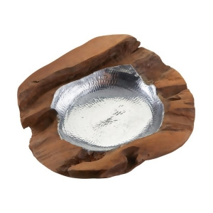 Lazy Susan Medium Round Teak Bowl With Aluminum - All
