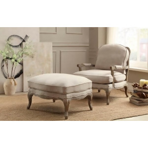 Homelegance Parlier Chair And Ottoman In Grey Weathered / Natural Fabric - All