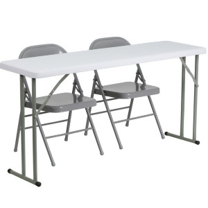 Flash Furniture 18 X 60 Plastic Folding Training Table With 2 Gray Metal Foldi - All