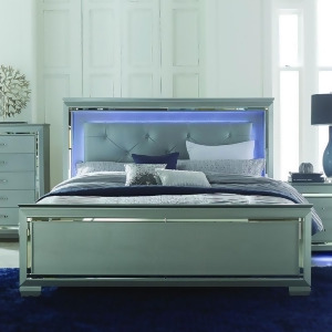 Homelegance Allura Panel Bed w/ Led Lighting in Silver - All