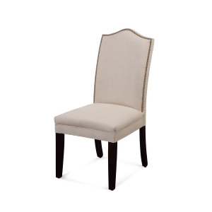 Bassett Camelback Nailhead Parsons Chair in Natural Linen Set of 2 - All