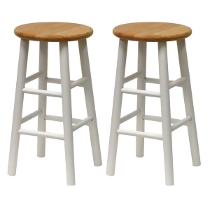 Winsome Wood Set of 2 Beveled Seat 24 Inch Stool in Natural White - All