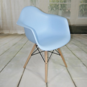 Mod Made Paris Tower Collection Arm Chair With Wood Leg In Blue Set of 2 - All