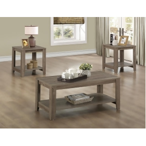 Monarch Specialties Dark Taupe Reclaimed-Look Three Pieces Table Set I 7914P - All