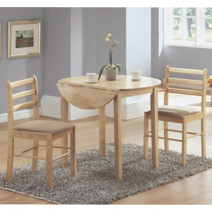 Monarch Specialties I 1006 Natural 3 Piece Dining Room Set w/ 36 Inch Drop Leaf - All