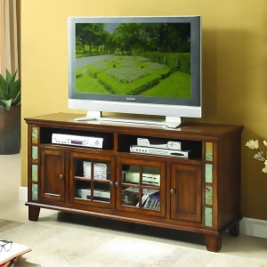 Homelegance Chehalis 60 Inch Tv Stand w/Slate Decor in Brown Cherry - All