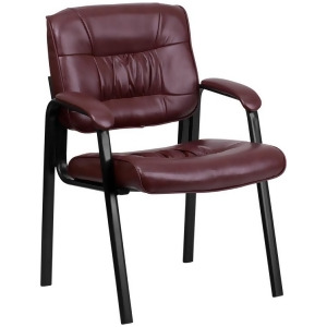 Flash Furniture Burgundy Leather Guest / Reception Chair w/ Black Frame Finish - All