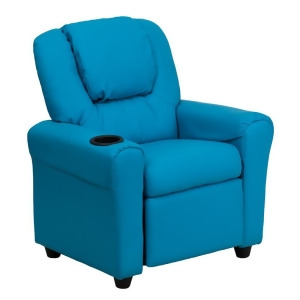 Flash Furniture Contemporary Turquoise Vinyl Kids Recliner w/ Cup Holder Headr - All