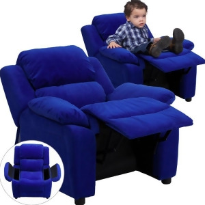 Flash Furniture Deluxe Heavily Padded Contemporary Blue Microfiber Kids Recliner - All