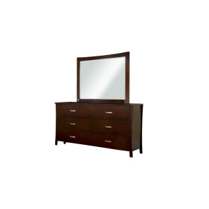 Furniture of America Casual Contemporary Dresser and Mirror Set In Brown Cherry - All