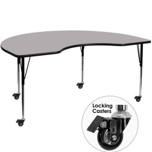 Flash Furniture Mobile 48 X 96 Kidney Shaped Activity Table With Grey Thermal - All