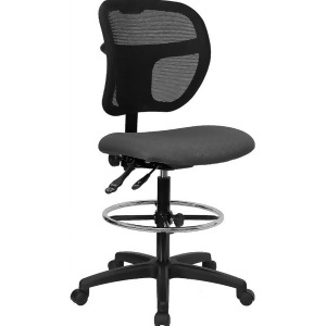 Flash Furniture Mid-Back Mesh Drafting Stool w/ Gray Fabric Seat Wl-a7671syg-g - All