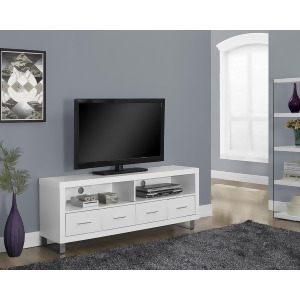 Monarch Specialties White Hollow-Core Tv Console With 4 Drawers I 2518 - All
