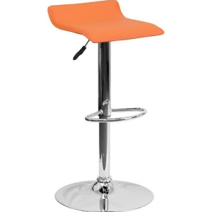 Flash Furniture Contemporary Orange Vinyl Adjustable Height Bar Stool w/ Chrome - All